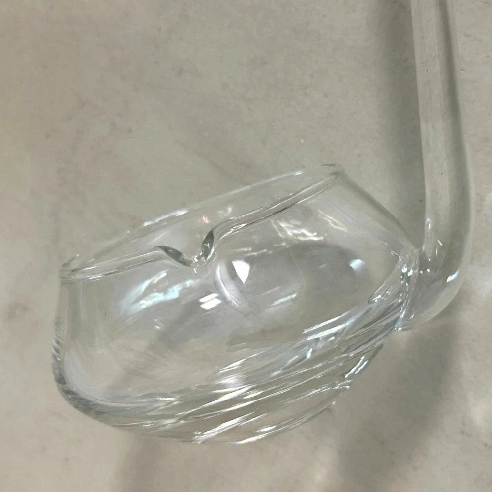 Vintage MCM Hand Blown Clear Glass Punch Bowl Ladle Single Spout 11 inch